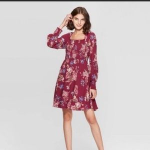 [NWT] Xhiliration Burgundy Floral Mini Dress, S